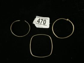 THREE 9 CARAT GOLD BRACELETS, ONE STAMPED '0.375' ENGRAVED DECORATION, ONE, LONDON 1978, SQUARE FORM