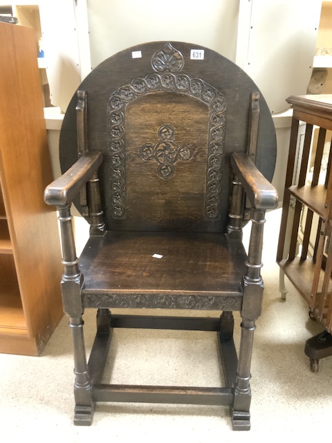 ANTIQUE ENGLISH OAK MONKS SEAT - Image 3 of 5