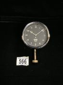 A VINTAGE SMITHS 8 DAY CAR CLOCK, WITH BLACK DIAL, ARABIC NUMERALS, DIAL MARKED N
