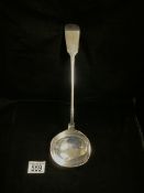 AN ANTIQUE VICTORIAN STERLING SILVER FIDDLE PATTERN SOUP LADLE, BY J. ROUND, SHEFFIELD 1893,