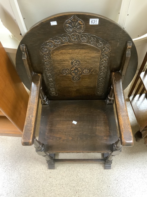 ANTIQUE ENGLISH OAK MONKS SEAT - Image 2 of 5