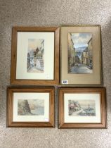 FOUR WATERCOLOURS BOTH SIGNED W.S SANDS (LYNMOUTH), CASTLE ROCK AND ILFRACOMBE AND ST IVES LARGEST
