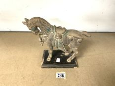 VINTAGE POTTERY TANG HORSE; 22CM