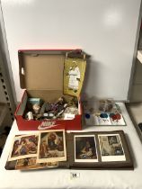 MIXED ITEMS INCLUDES OPERA GLASSES, VINTAGE REEVES PAINTS, PICTURES, WATCHES AND MORE