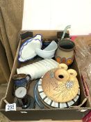 BOX OF MIXED CHINA INCLUDES CARLTON OVENWARE, WEST GERMAN, AND MORE