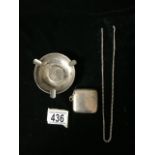 A STERLING SILVER VESTA CASE, BIRMINGHAM 1945, PLAIN, A STERLING SILVER COMMEMORATIVE ASHTRAY,