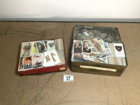 TWO TINS FULL OF CIGARETTE CARDS WILLS, PLAYERS, AND MORE