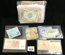 MILITARY USED NOTES, JAPANESE, MALTA, GERMAN, BULGARIA, AND MORE