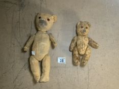 TWO VINTAGE BEARS FOR RESTORATION CHILTON BEAR 1940/50s AND A POLISH ART SILK BEAR 1950s