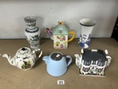 QUANTITY OF CHARACTER TEAPOTS AND VASES