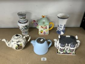 QUANTITY OF CHARACTER TEAPOTS AND VASES