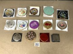 14 VINTAGE COMPACTS, STRATTON, INOUI AND MORE INCLUDING SILVER-PLATED