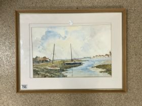 EDWARD SHANKSTER (1913 - 1993 ) SIGNED WATERCOLOUR (BOSHAM) 66 X 50CM