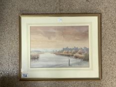 MICHAEL HUMPHRIES SIGNED WATERCOLOUR FRAMED AND GLAZED 54 X 44CM