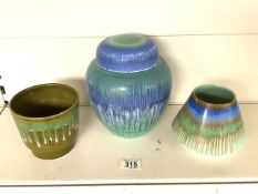 TWO DRIPWARE BOWLS BY SHELLEY WITH A LAVA BOWL