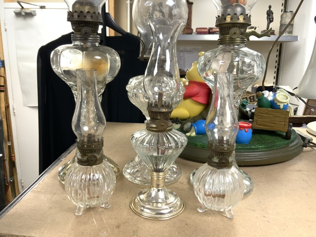 MIXED VINTAGE CUT GLASS OIL LAMPS AND MORE - Image 2 of 6