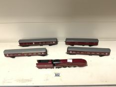1970s KING GEORGE VI L.M.S. OO GAUGE TRAIN AND TENDER WITH FOUR CARRIAGES