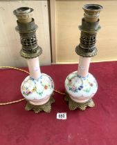 PAIR OF HAND PAINTED FRENCH CERAMIC TABLE LAMPS 43CM