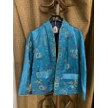 CHINESE TURQUOISE BLUE SILK JACKET - SMALL