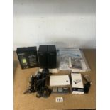 BOXED GARMIN A/F, NINTENDO DS, SONY SPEAKERS AND MICROPHONES