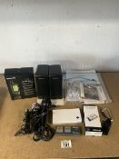 BOXED GARMIN A/F, NINTENDO DS, SONY SPEAKERS AND MICROPHONES