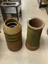 TWO TERACOTTA CHIMNEY POTS GARDEN FEATURES 81CM