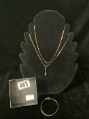 TWO 9 CARAT GOLD NECKLACES AND A BRACELET, INCLUDING; A 9 CARAT GOLD NECKLACE, WITH IMPORT MARKS FOR