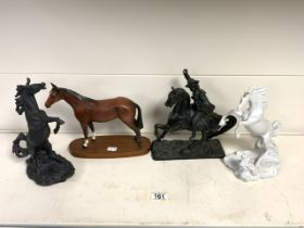 METAL AND PORCELAIN HORSE SCULPTURES