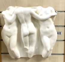 VINTAGE PLASTER WALL PLAQUE OF THREE BODIES 36 X 37CM