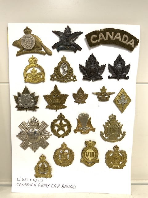 QUANTITY OF MILITARY BUTTONS, SHOULDERS BADGES INCLUDES WW1 AND WW11 CANADIAN CAP BADGES AND MORE - Image 4 of 5