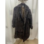 A DARK BROWN FULL-LENGTH, FULLY LINED FUR COAT BY MARTINS OF LONDON, UK SIZE 18-20 (LINING A/F)