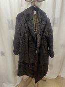 A DARK BROWN FULL-LENGTH, FULLY LINED FUR COAT BY MARTINS OF LONDON, UK SIZE 18-20 (LINING A/F)