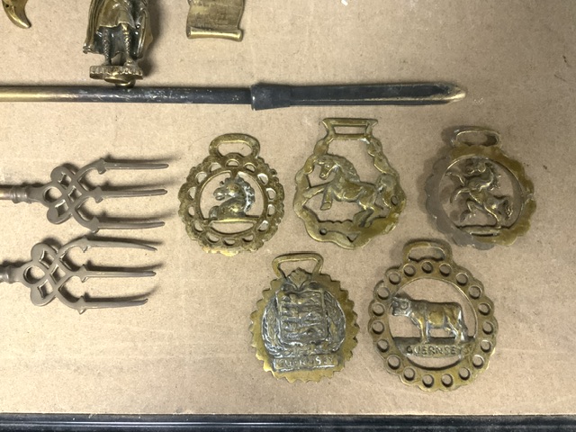 BRASS FIRE IMPLEMENTS, HORSE BRASSES, BRASS DOOR KNOCKERS - Image 2 of 7