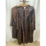 TWO FULL-LENGTH BOWN FUR COATS, BOTH FULLY LINED, UK SIZE 12-14 (BOTH LININGS A/F)