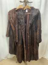 TWO FULL-LENGTH BOWN FUR COATS, BOTH FULLY LINED, UK SIZE 12-14 (BOTH LININGS A/F)