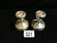 PAIR OF HALLMARKED SILVER CIRCULAR REEDED SQUAT CANDLESTICKS, DATED 1996 BY W.I BROADWAY & CO. 5.5CM