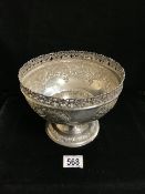 A VICTORIAN STERLING SILVER FRUIT BOWL, BY G.M. JACKSON, LONDON 1896, OPEN WORK FLORAL AND SCROLL