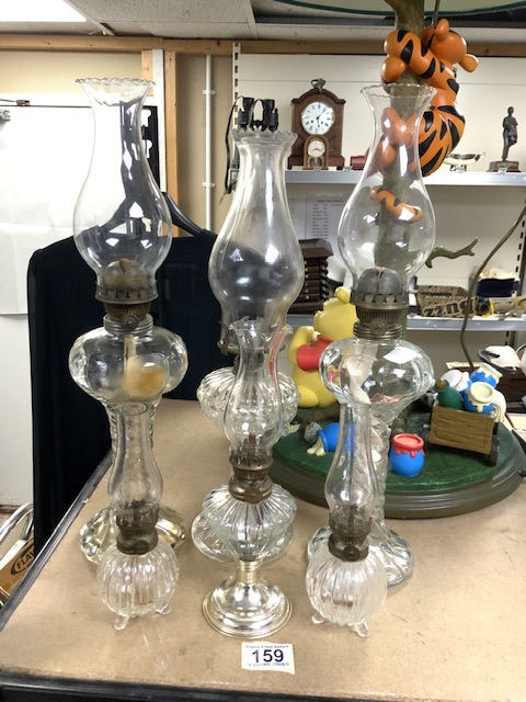 MIXED VINTAGE CUT GLASS OIL LAMPS AND MORE