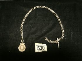 VICTORIAN HALLMARKED SILVER WATCH CHAIN 41 CM, DATED 1893 BY GEORGE EDWARD GEE WITH AN ATTACHED