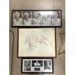 THREE FRAMED AND GLAZED PRINTS OF MARILYN MONROE ONE LTD EDITION 126/850