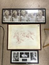 THREE FRAMED AND GLAZED PRINTS OF MARILYN MONROE ONE LTD EDITION 126/850