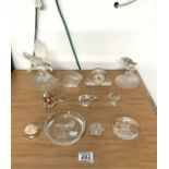 MIXED ART GLASS PAPERWEIGHTS, CLOCK AND MORE