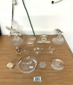 MIXED ART GLASS PAPERWEIGHTS, CLOCK AND MORE