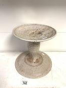 LOCAL ARTIST STONEWARE BIRD BATH; 28CM