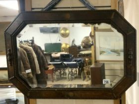 EDWARDIAN OAK FRAMED WALL MIRROR 78 X 51CM