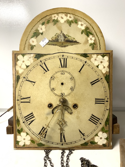 ANTIQUE LONGCASE CLOCK MOVEMENT WITH PAINTED DIAL AND PENDULUM - Image 2 of 7