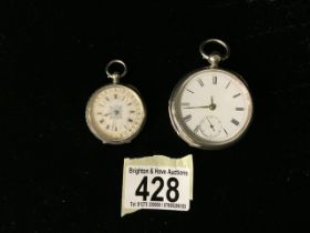 A VICTORIAN STERLING SILVER CASED POCKET WATCH, LONDON 1881, WITH SUBSIDARY SECONDS HAND DIAL, ROMAN