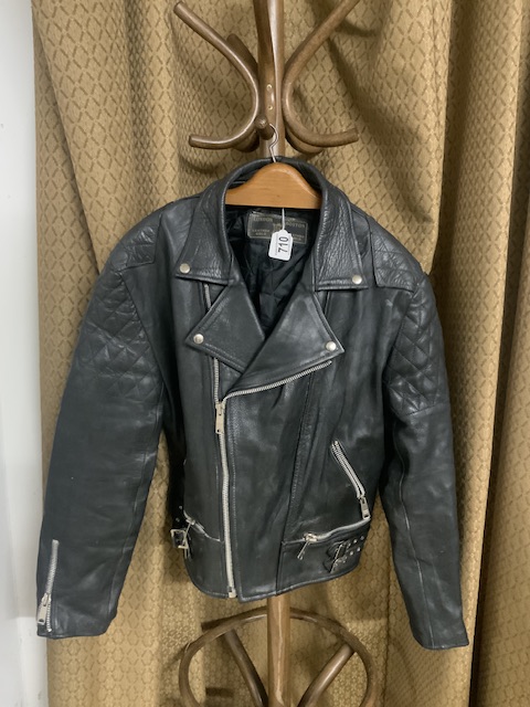 VINTAGE LEATHER JACKET 80S BIKER LONDON BOSTON COW HIDE SIZE 44 US HEAVY METAL