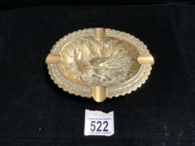 VINTAGE BRASS ASH TRAY WITH BIRD DECORATION