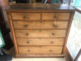 EDWARDS AND ROBERTS ARTS N CRAFT OAK CHEST OF DRAWERS; D 54cm H 121cm W 123cm